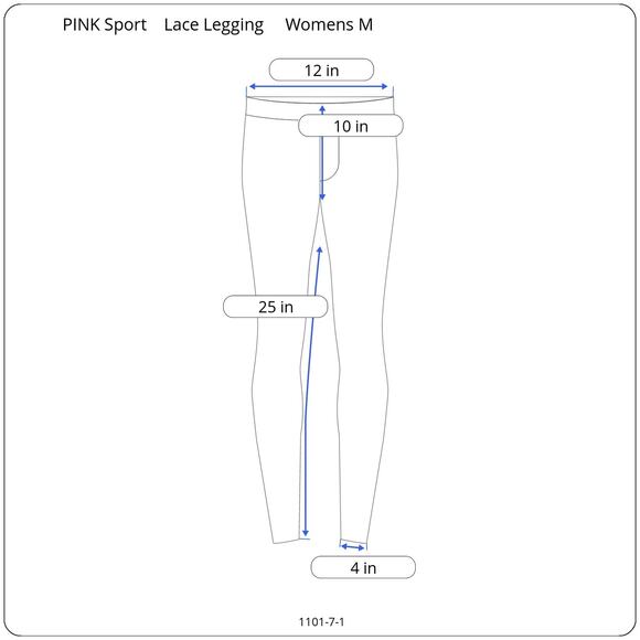 Victorias Secret PINK SPORT Black Yoga Legging Womens M Lace Ankle Mid Rise - Picture 9 of 9